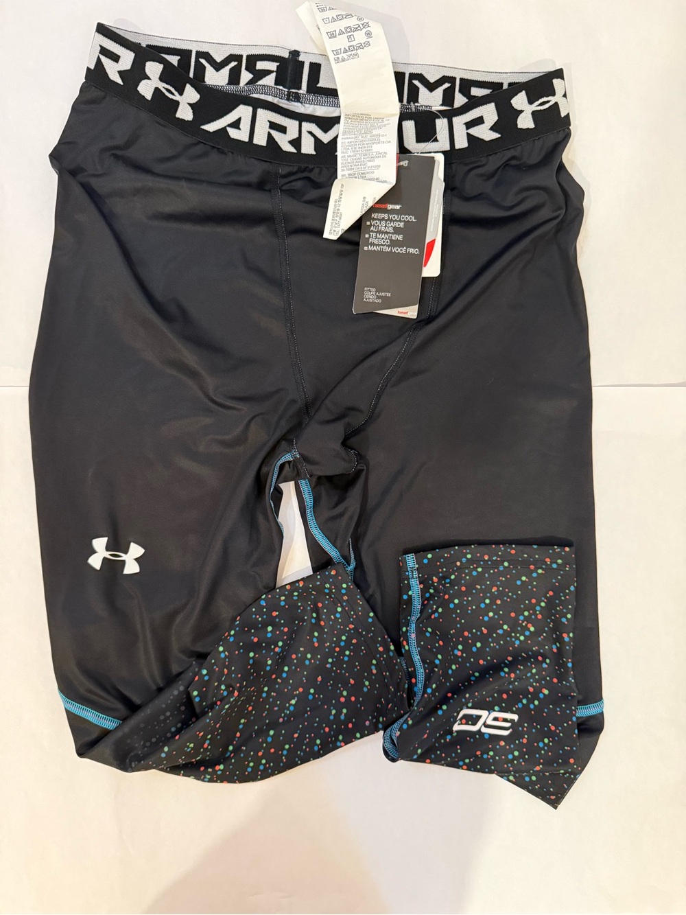 Under Armour Black Leggings with Multicolor Dot Accents